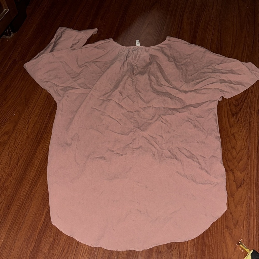 Zara TRF blouse Top Lyocell Mauve Dusty Pink Long Sleeve Popover Button Up XS - Picture 8 of 8